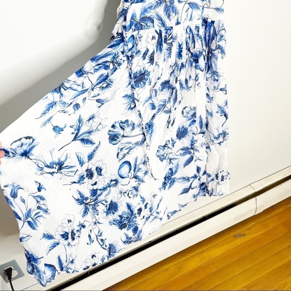 ML Monique Lhuillier White Floral Wrap Dress Bridesmaids Bridal Size 2 - Picture 4 of 11